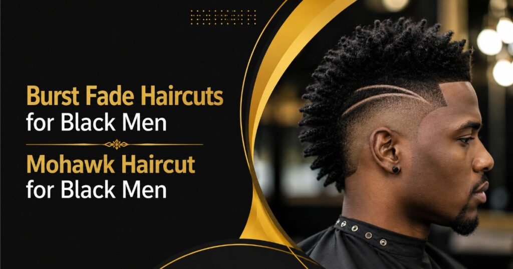 Burst Fade Haircuts for Black Men mohawk for black men