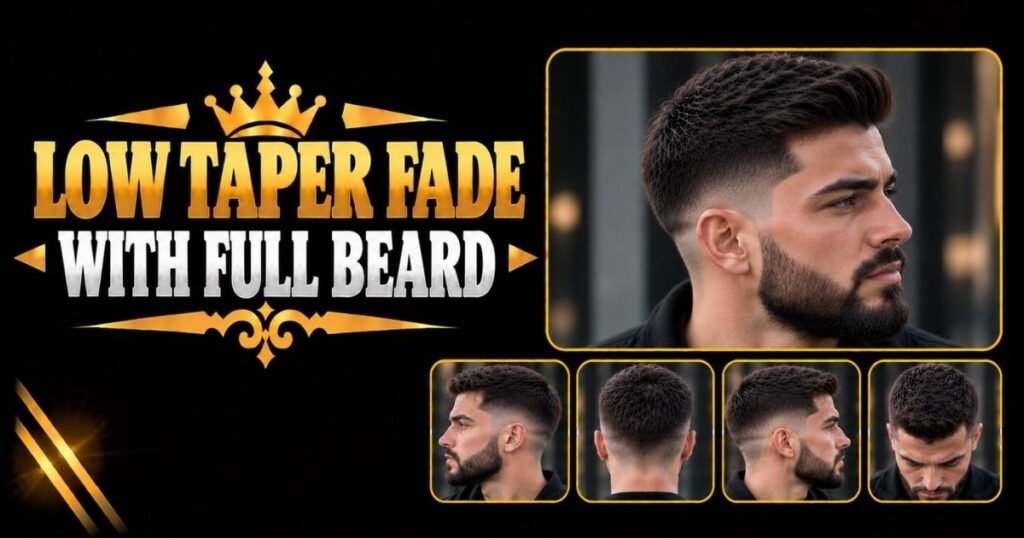 Low Taper Fade with Full Beard