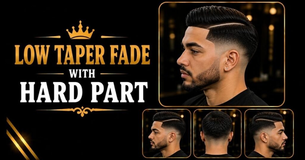 Low Taper Fade with Hard Part
