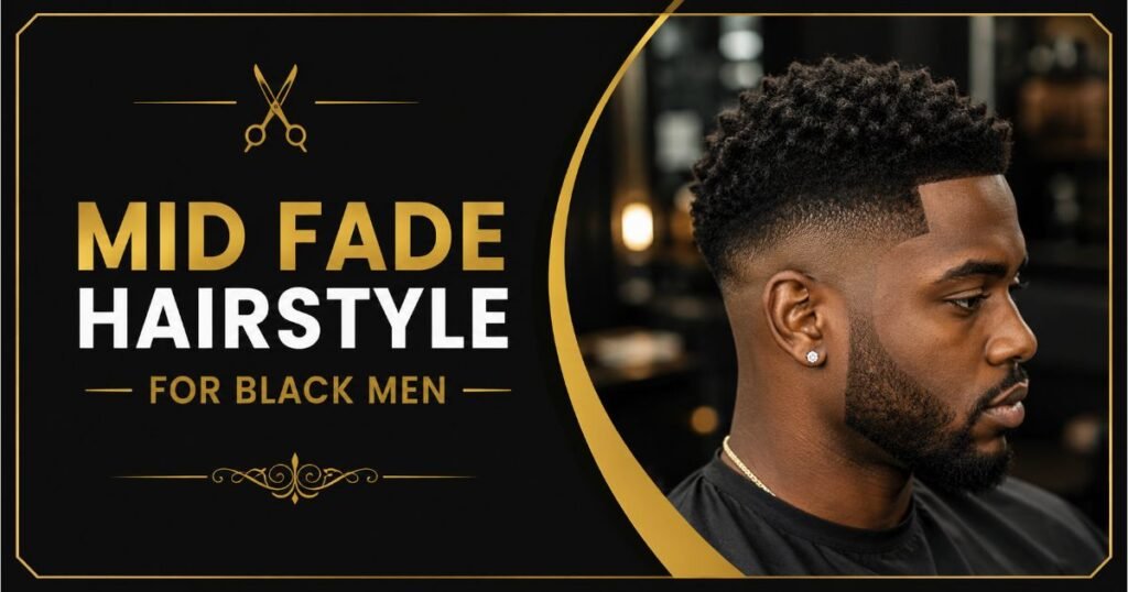 mid Fade hairstyle for Black Men haircut for black men with beard