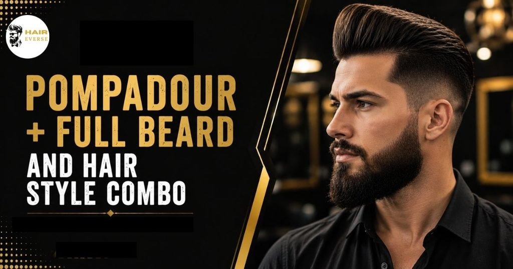 Pompadour + Full Beard and Hair Style Combo