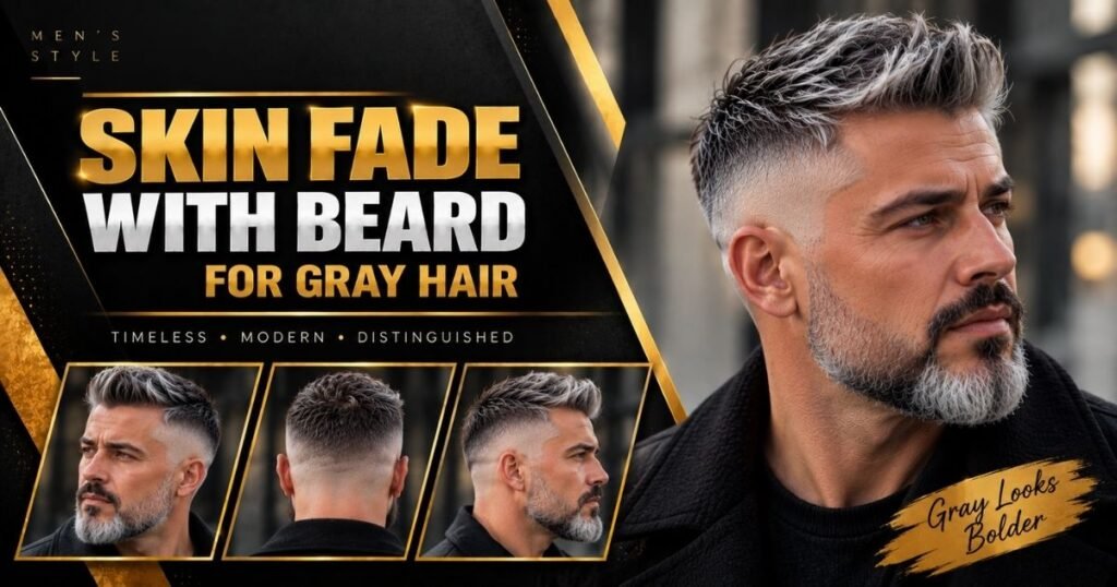 Skin Fade with Beard for Gray Hair
