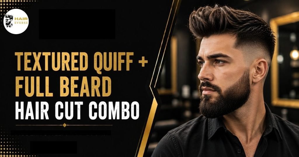 Textured Quiff + Full Beard Hair Cut Combo
