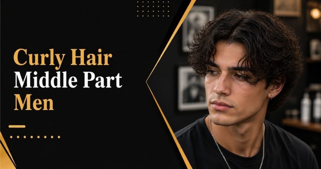Curly Short middle part hair male