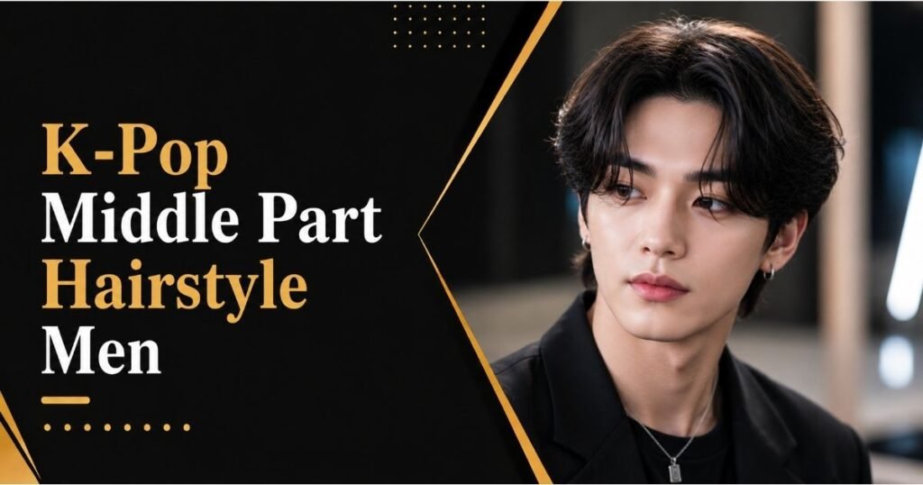 Man with a K-pop inspired middle part hairstyle