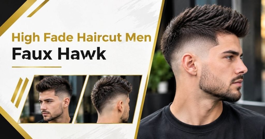 High Fade Haircut Men Faux Hawk