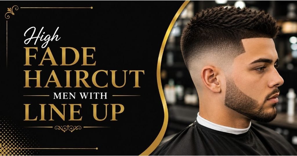 High Fade Haircut Men with Line Up