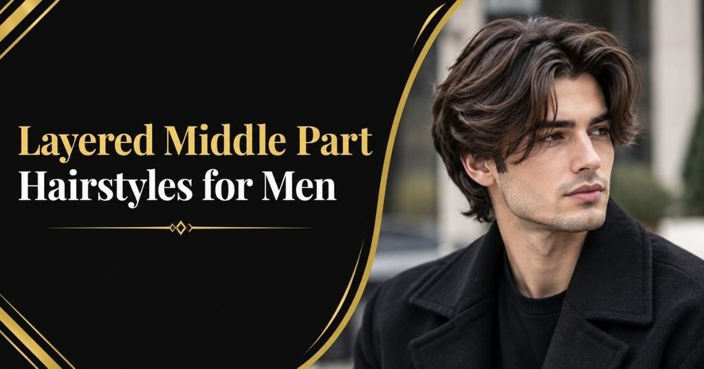 Layered Middle Part Hairstyles for Men