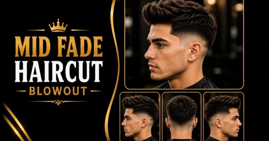 Mid Fade Haircut Blowout