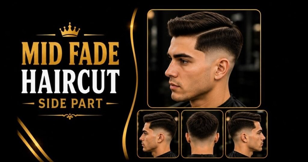 Mid Fade Haircut Side Part