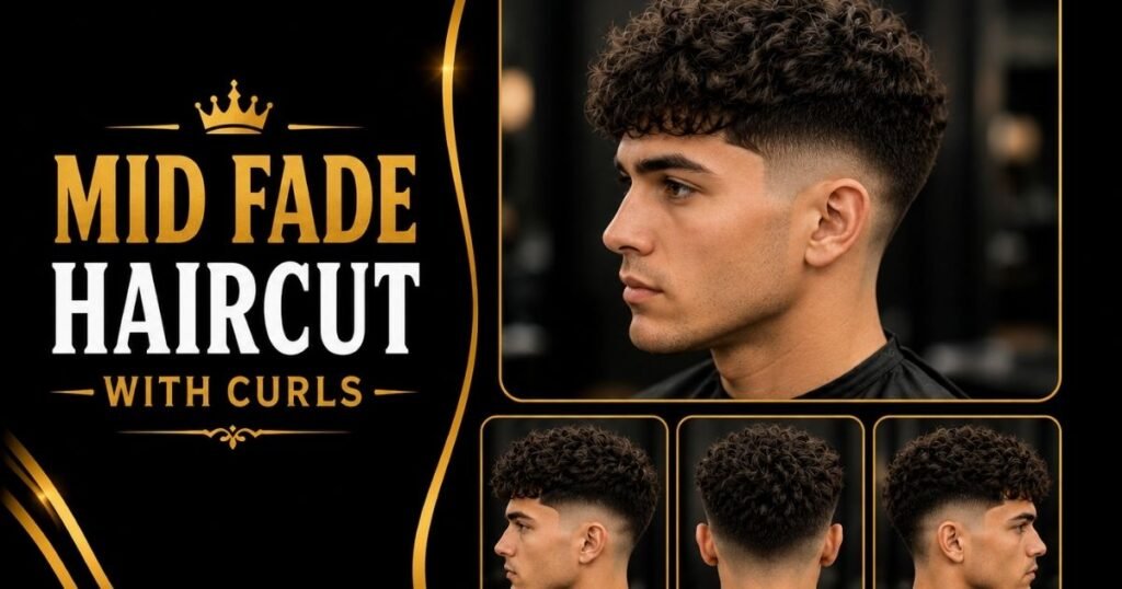 Mid Fade Haircut with Curls