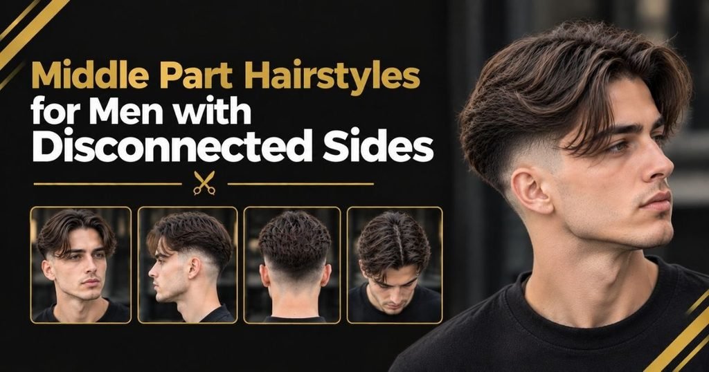 Middle Part Hairstyles for Men with Disconnected Sides