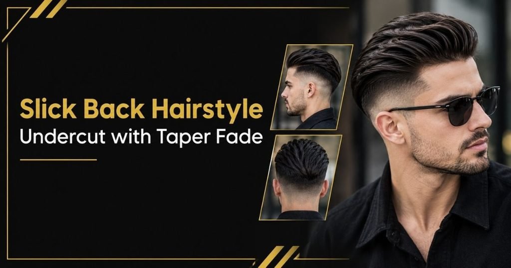 Slick Back Hairstyle Undercut with Taper Fade