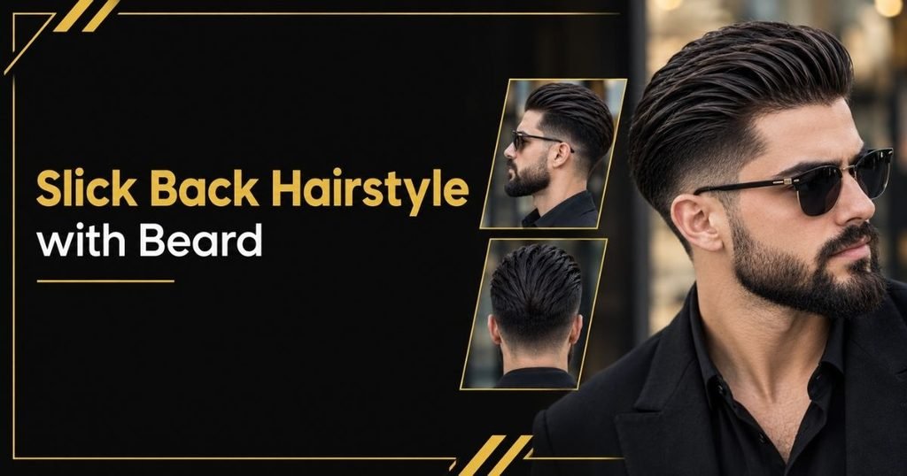 Slick Back Hairstyle with Beard
