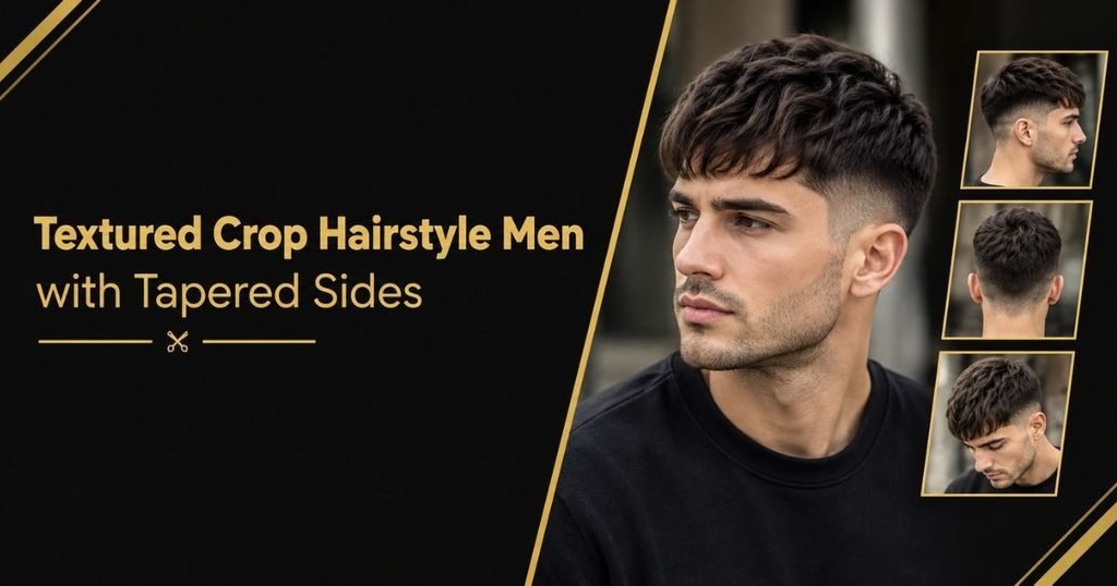 Textured Crop Hairstyle Men with Tapered Sides