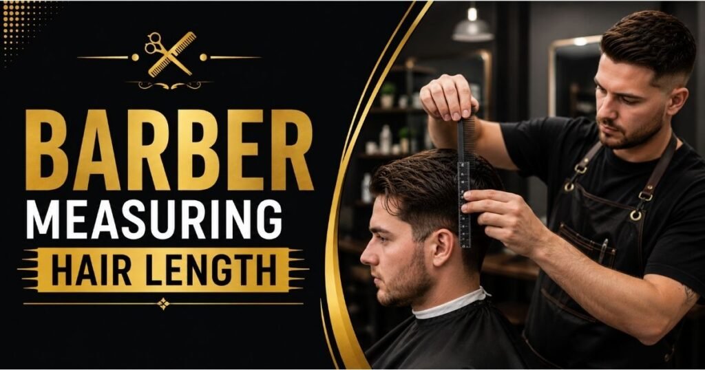 barber measuring hair length