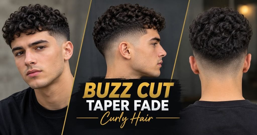 Buzz cut taper fade curly hair