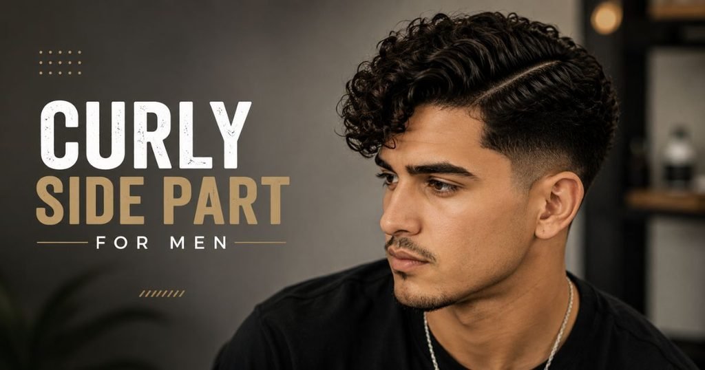 curly side part men