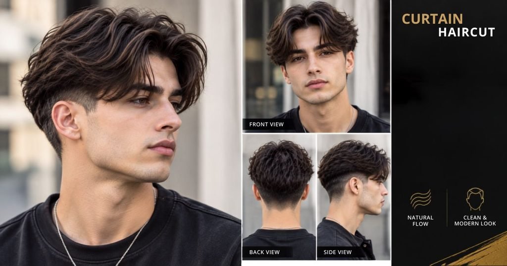Curtain Haircut with Low Taper Fade