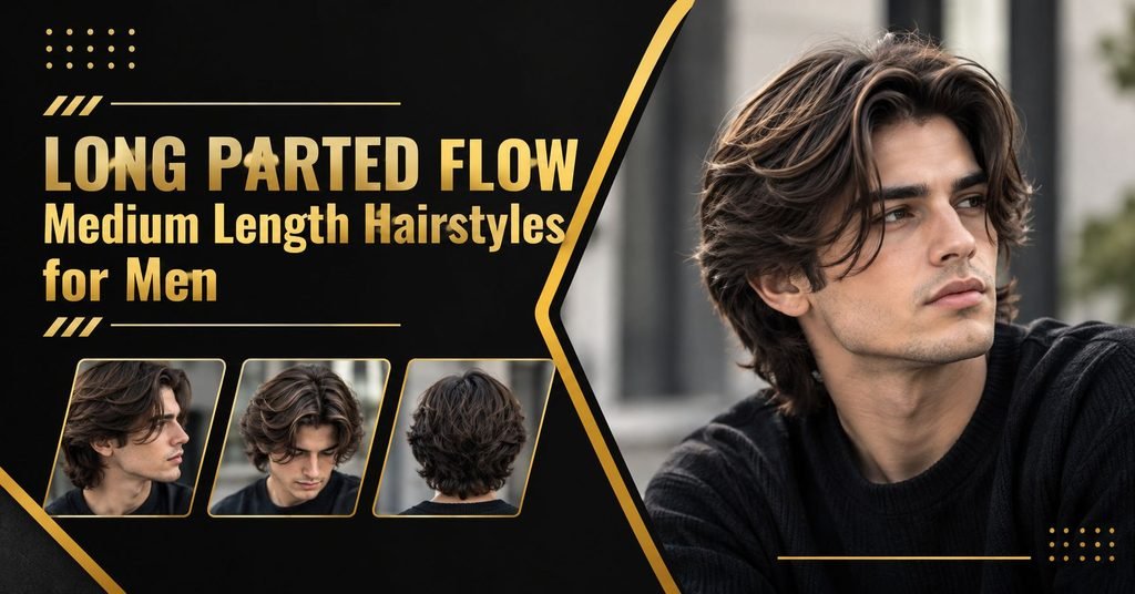 Long Parted Flow Medium Length Hairstyles for Men
