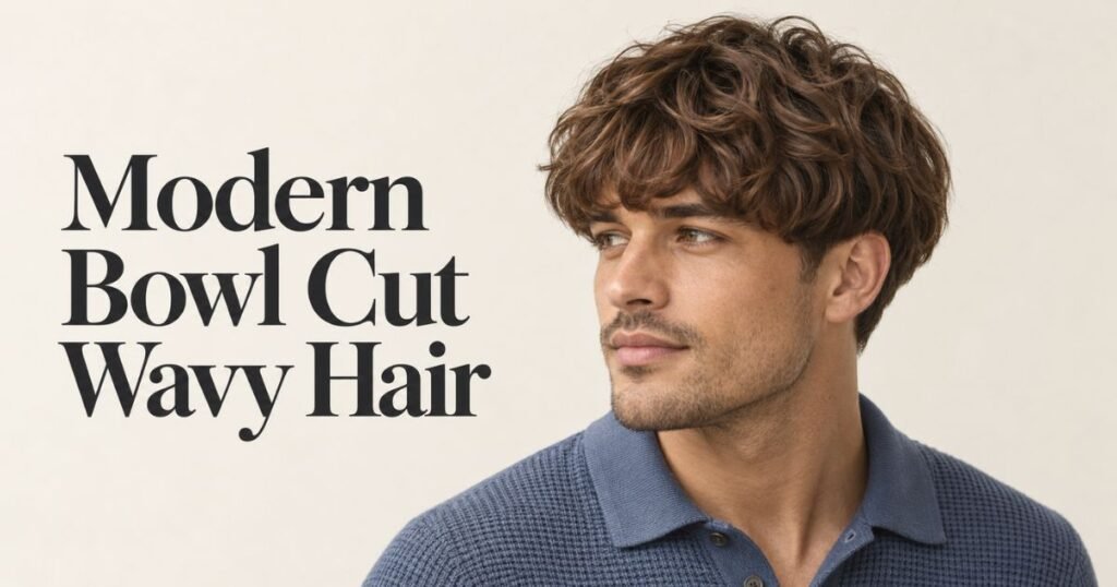 Modern Bowl Cut wavy hair