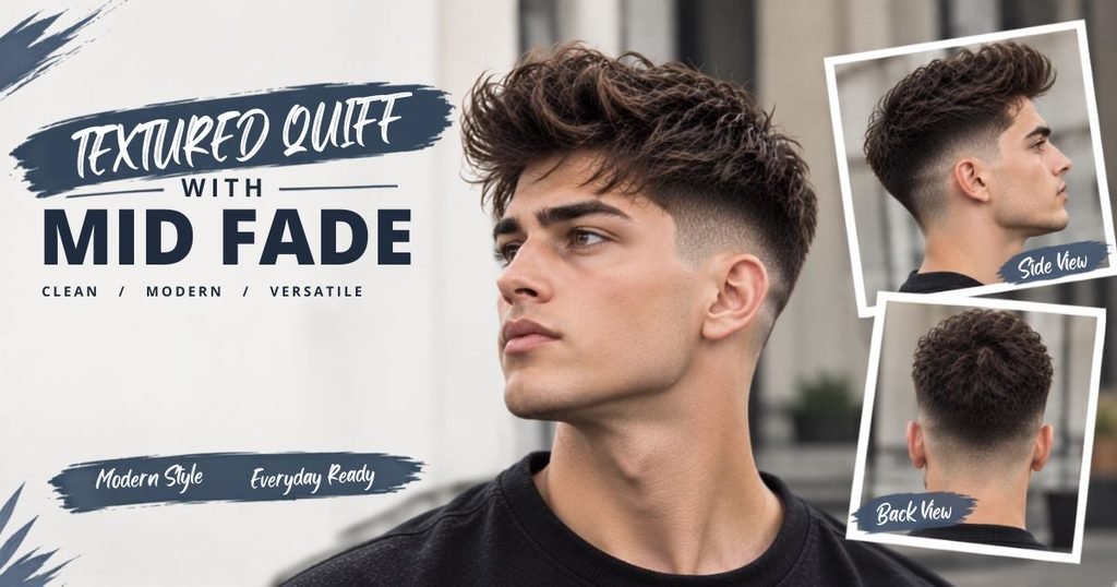 Textured Quiff with Mid Fade