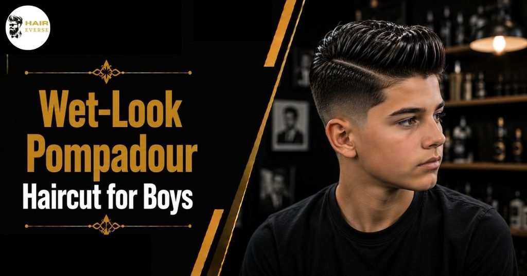 Wet-Look Pompadour Haircut for Boys
