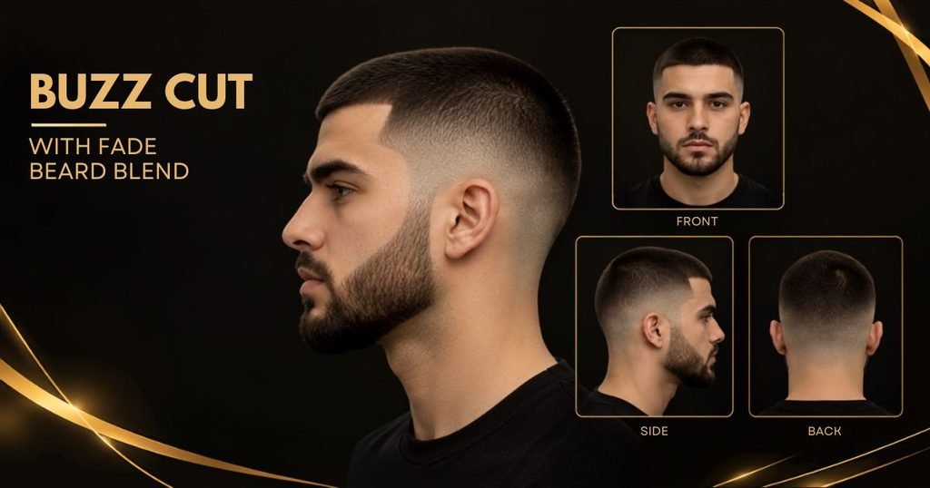 buzz cut with faded beard